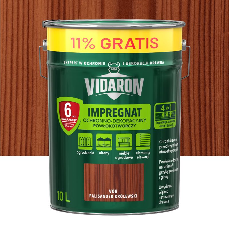 Impregnat do drewna Vidaron palisander królewski 9 l + 11%