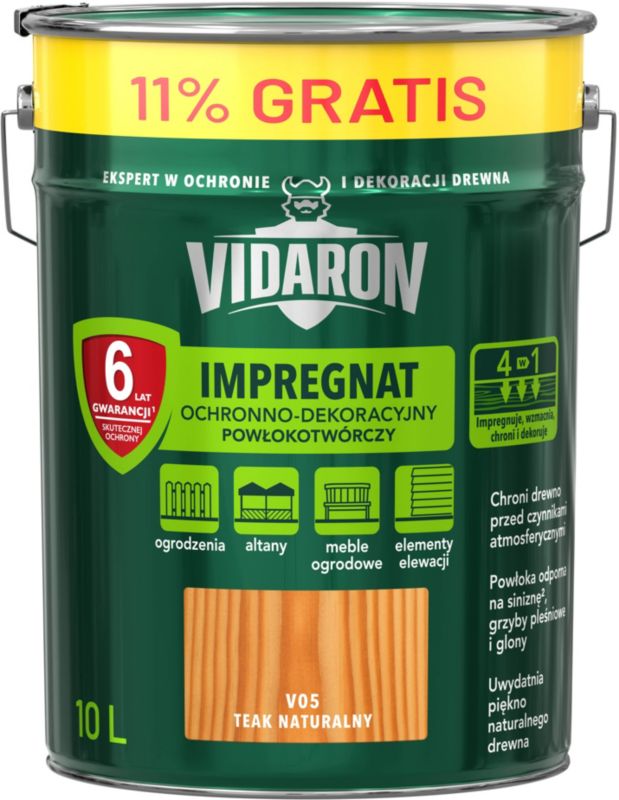 Impregnat do drewna Vidaron teak naturalny 9 l + 11%