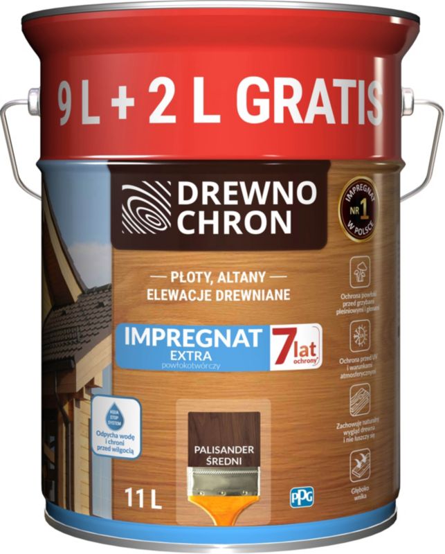 Impregnat Drewnochron Extra 9 l + 2 l palisander średni