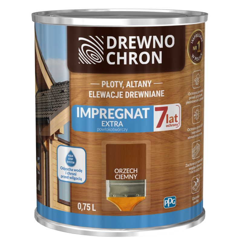 Impregnat Drewnochron Extra Powłokotwórczy orzech ciemny 0,75 l