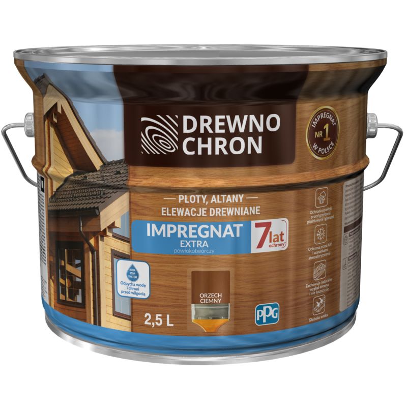 Impregnat Drewnochron Extra Powłokotwórczy orzech ciemny 2,5 l