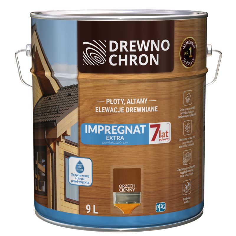 Impregnat Drewnochron Extra Powłokotwórczy orzech ciemny 9 l