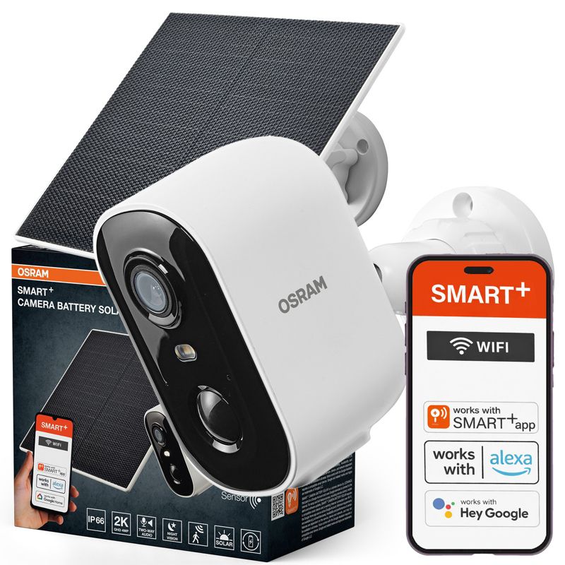 Inteligentna Kamera Solarna Zewnętrzna 2K QHD IP66 Smart+ Wifi Biała Osram 1 szt.