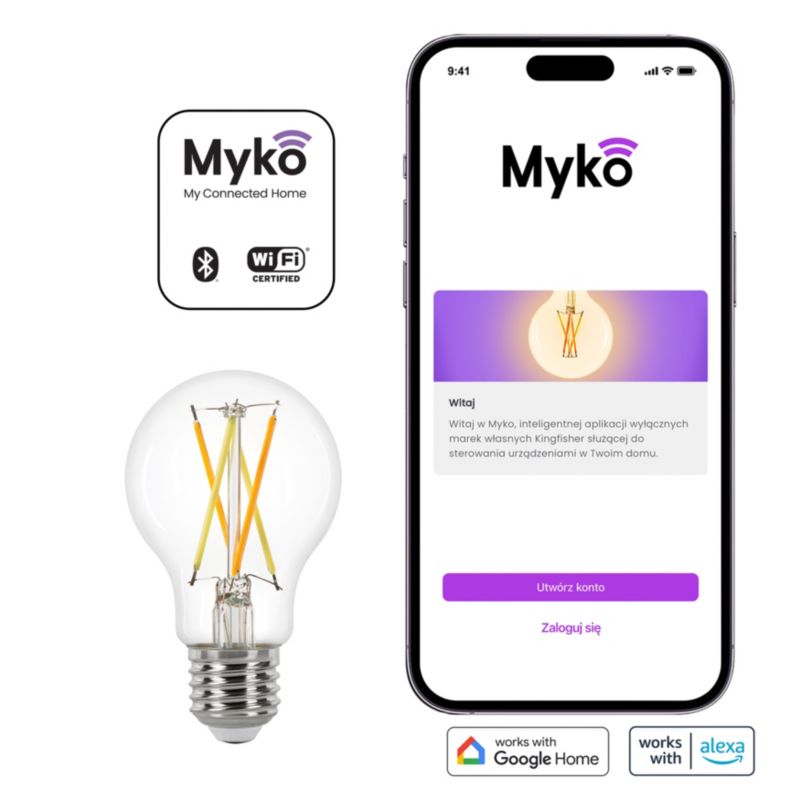 Inteligentna żarówka LED Filament Jacobsen Myko A60 E27 806 lm CCT