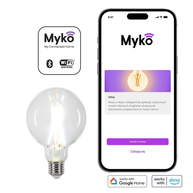 Inteligentna żarówka LED Filament Jacobsen Myko G95 E27 1055 lm CCT