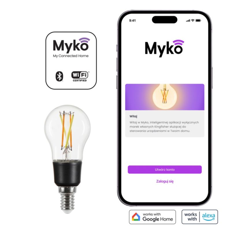 Inteligentna żarówka LED Filament Jacobsen Myko P45 E14 470 lm CCT