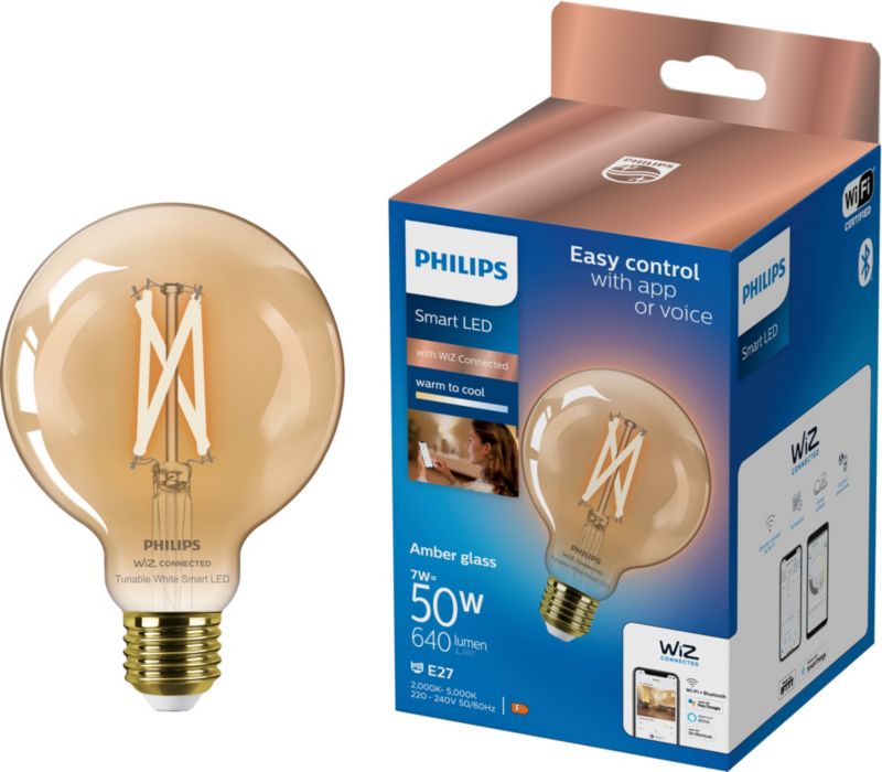 Inteligentna żarówka LED Smart Philips G95 E27 2000/5000 K amber