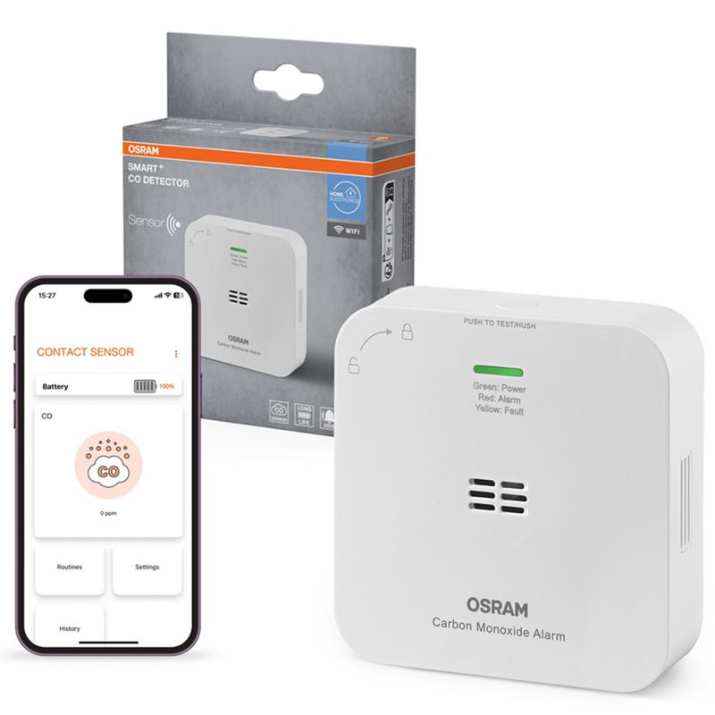 Inteligentny Czujnik Tlenku Węgla Osram Bezprzewodowy Biały Smart WiFi 1 szt.