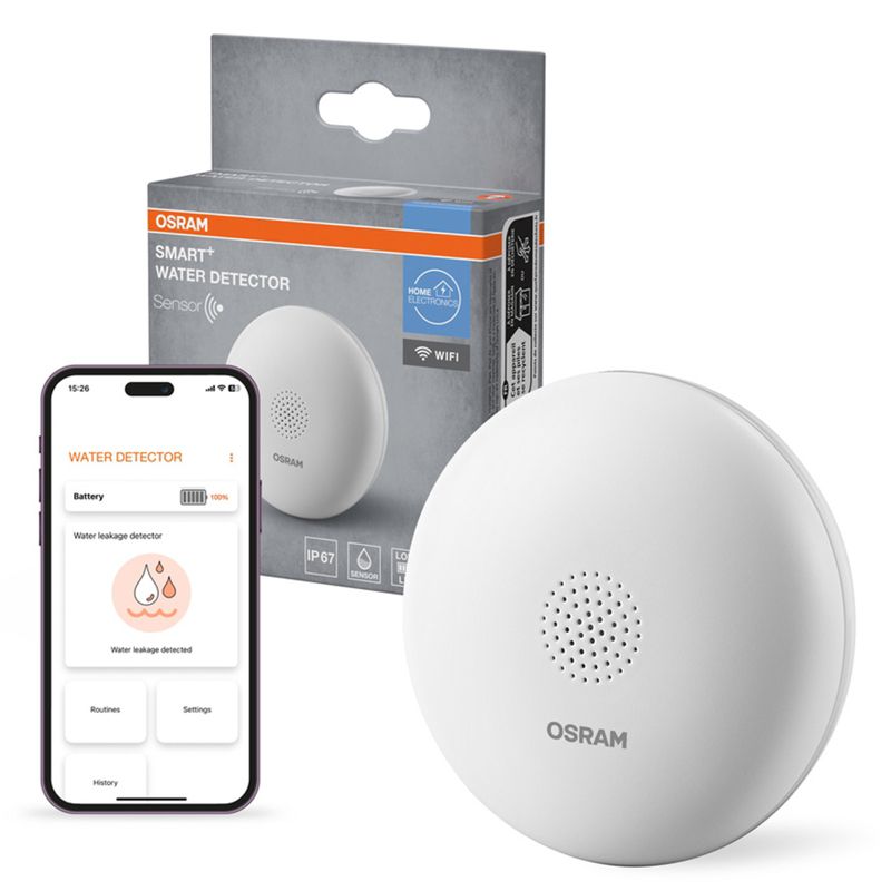 Inteligentny Detektor Osram Czujnik Wycieków Wody Biały Smart WiFi 1 szt.
