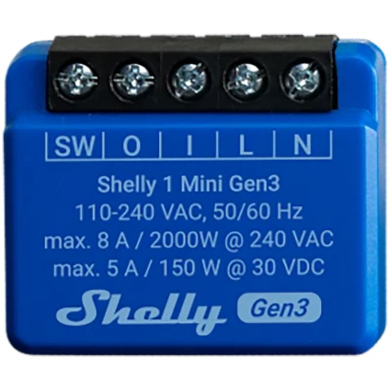 Inteligentny moduł sterowania Shelly 1 Mini Gen3 Wi-Fi Bluetooth suchy styk, 1 szt.