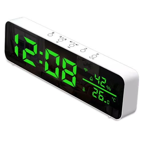 Inteligentny zegar z czujnikiem temperatury i wilgotności Sone zielony wyświetlacz 1 szt.