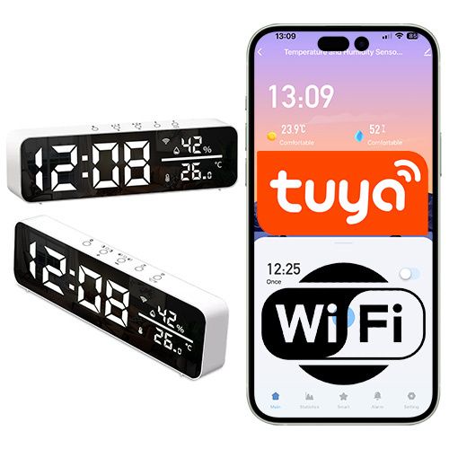 Inteligentny zegar z wbudowanym czujnikiem temperatury i wilgotności Sone WiFi 1 szt.
