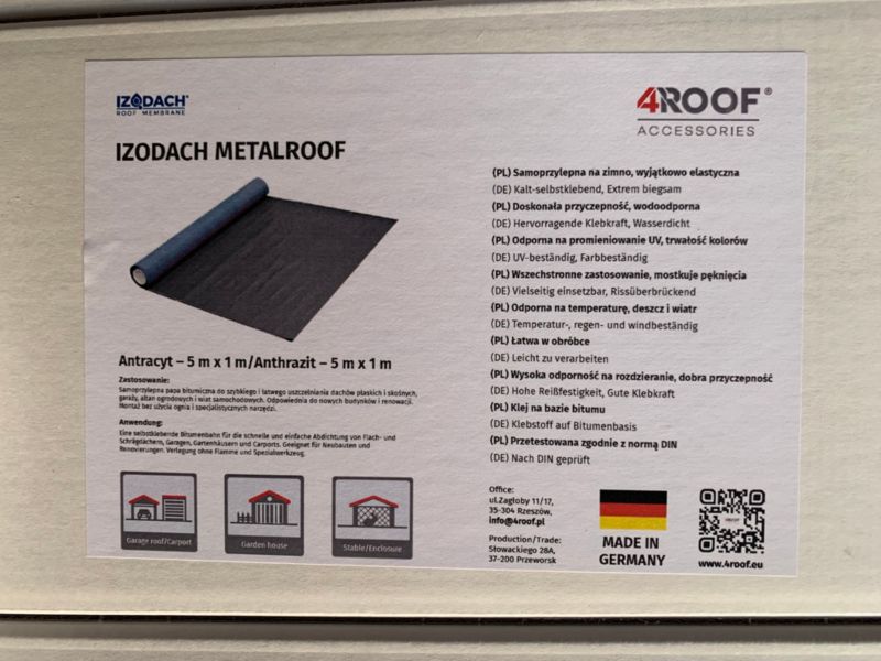 IZODACH Metalroof samoprzylepna membrana dachowa, naprawa dachu bez palnika