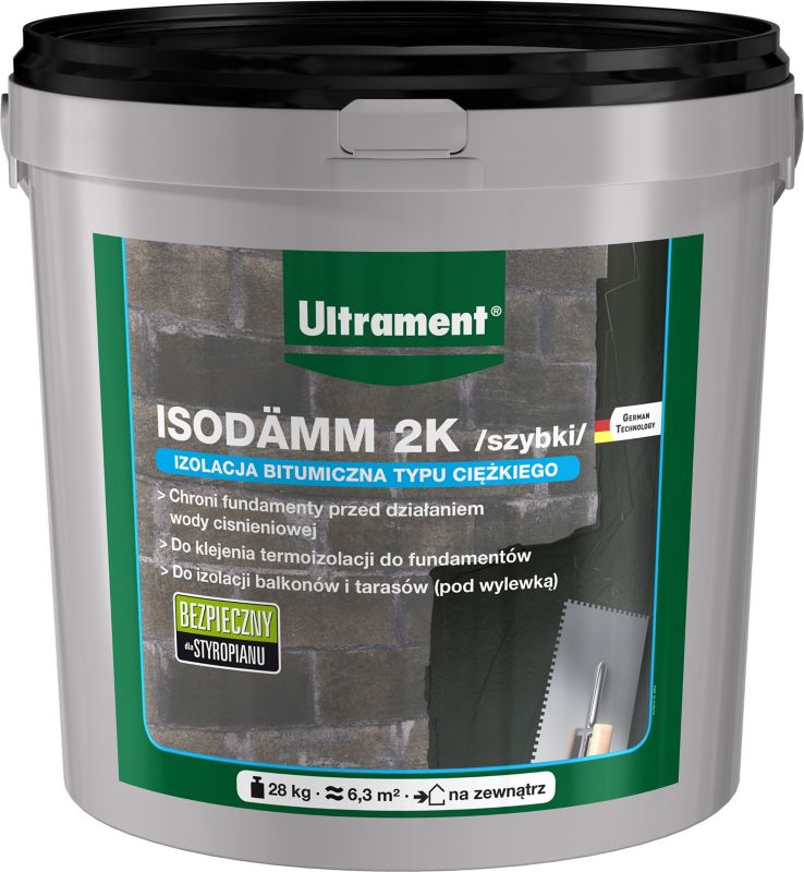 Izolacja bitumiczna grubowarstwowa Ultrament Isodamm 2K szybki 28 kg