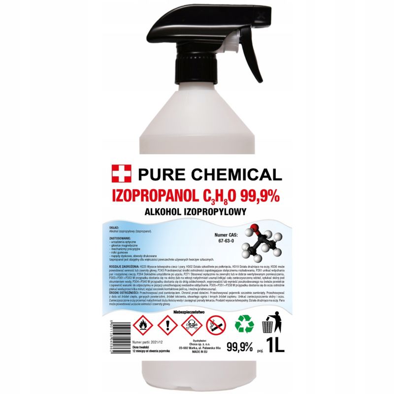 Izopropanol Pure Chemical odtłuszczacz ipa 99,9% do czyszczenia cleaner 1l 1 szt.