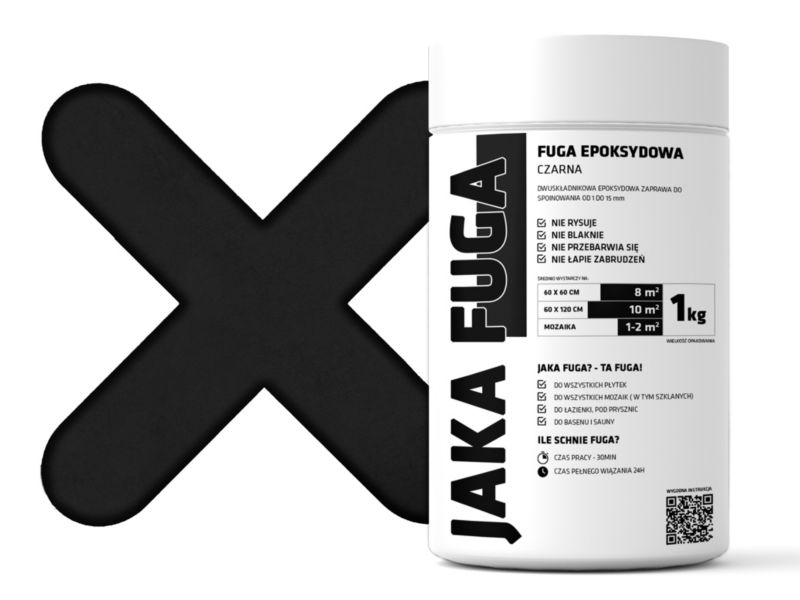 JAKA FUGA epoksydowa fuga Czarna do płytek i mozaik 1kg 1 szt.