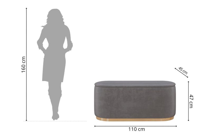 Jasnoszary owalny puf ze schowkiem Dancan SCARLETT 110 cm 1 szt.