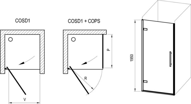 Jednoczęściowe drzwi prysznicowe Ravak COOL COSD1 90 chrom transparent 1szt