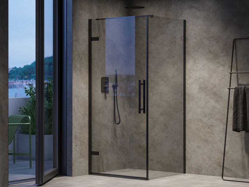 Jednoczęściowe drzwi prysznicowe Ravak COOL COSD1 90 czarne transparent 1szt