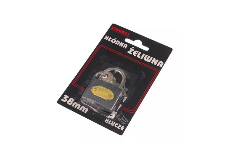 Kłódka żeliwna HERMON 38mm na kluczyk do skrzynki szafy ogrodzenia szafki metalowa 1 szt.