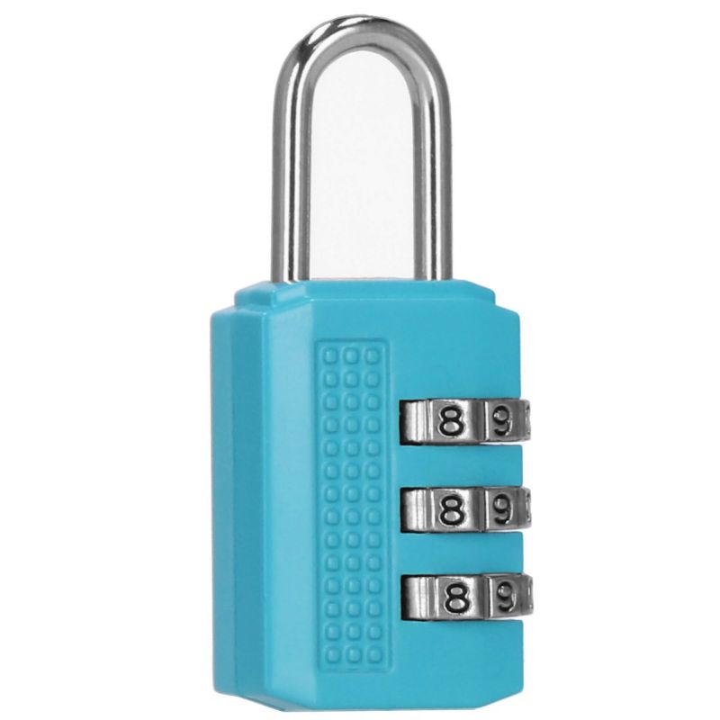 Kłódka na 3-cyfrowy szyfr, Springos walizkowa, metalowa 32mm x 22mm x 10mm kłódka kombinacyjna niebieska 1 szt.
