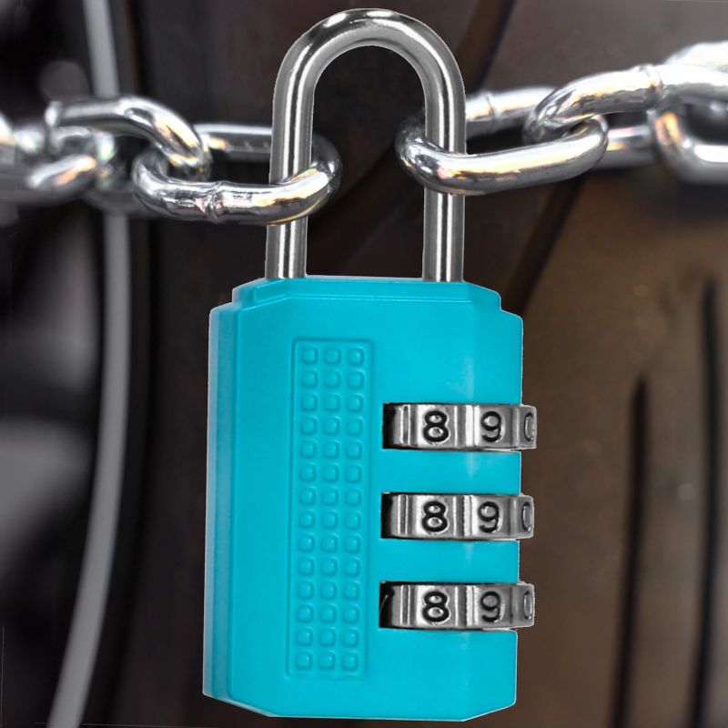 Kłódka na 3-cyfrowy szyfr, Springos walizkowa, metalowa 32mm x 22mm x 10mm kłódka kombinacyjna niebieska 1 szt.