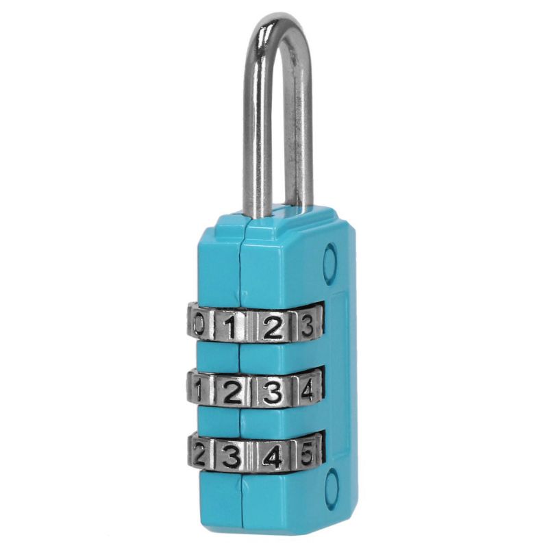 Kłódka na 3-cyfrowy szyfr, Springos walizkowa, metalowa 32mm x 22mm x 10mm kłódka kombinacyjna niebieska 1 szt.