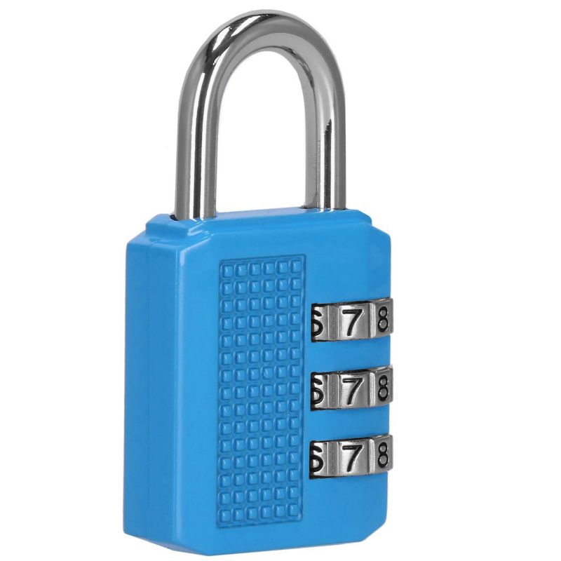 Kłódka na 3-cyfrowy szyfr, Springos walizkowa, metalowa 38mm x 32mm x 11mm kłódka kombinacyjna niebieska 1 szt.