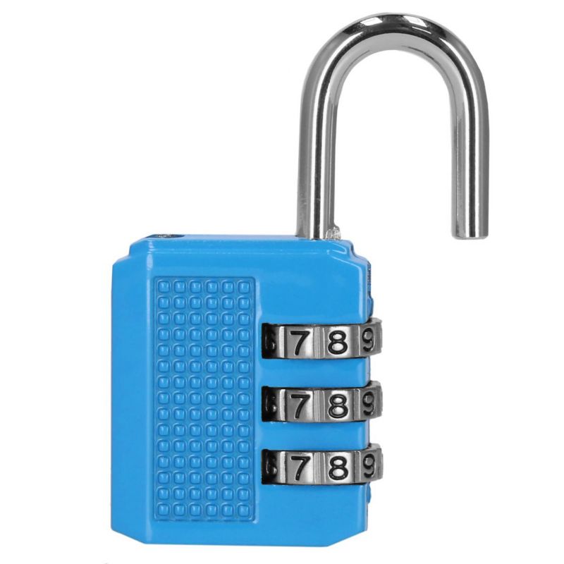 Kłódka na 3-cyfrowy szyfr, Springos walizkowa, metalowa 38mm x 32mm x 11mm kłódka kombinacyjna niebieska 1 szt.