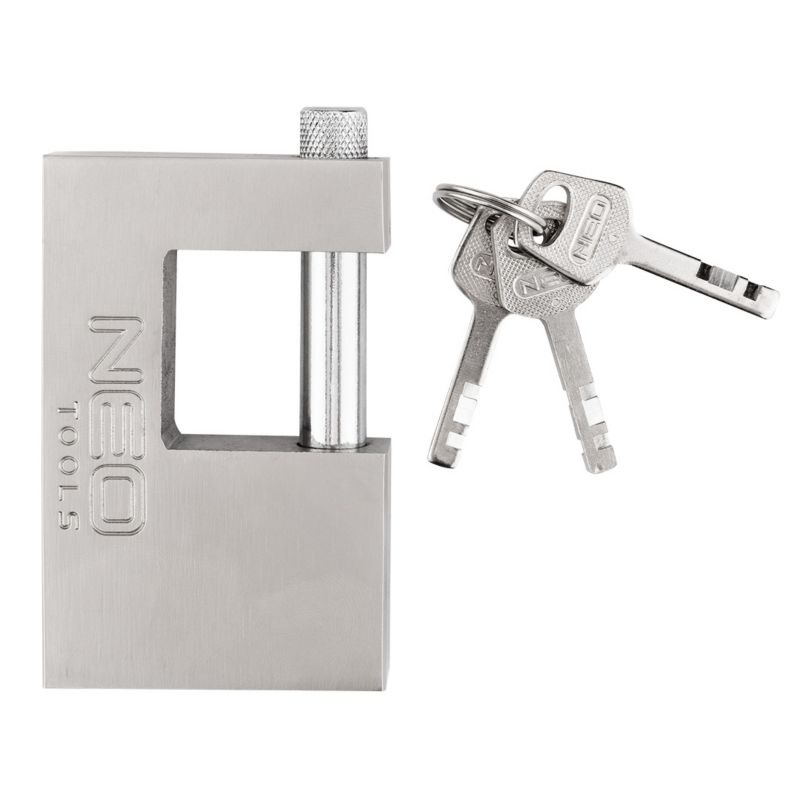 Kłódka trzpieniowa  NEO TOOLS 90 mm, 3 klucze 1 szt