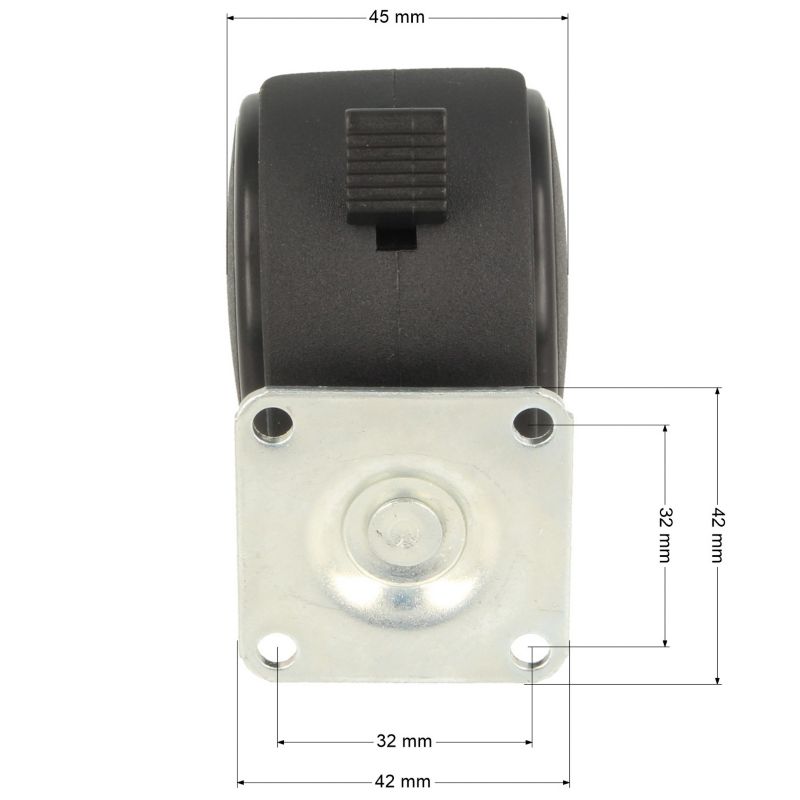 Kółko meblowe na płytce Hakner No.16 fi50mm h-66mm z hamulcem - 1 szt.