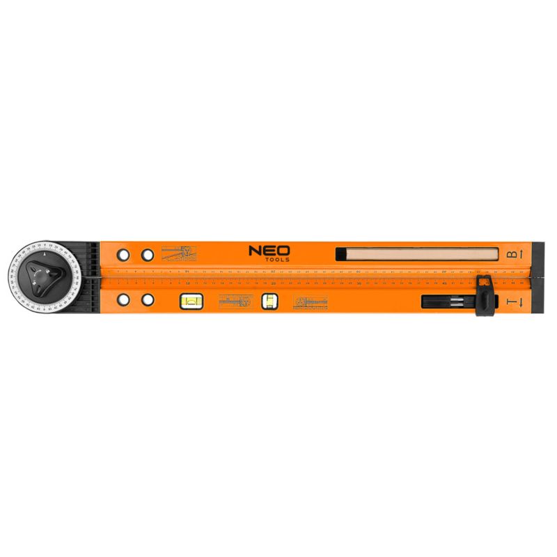 Kątomierz NEO TOOLS nastawny z poziomicą 500 mm, 2 libelle, ołówek 1 szt