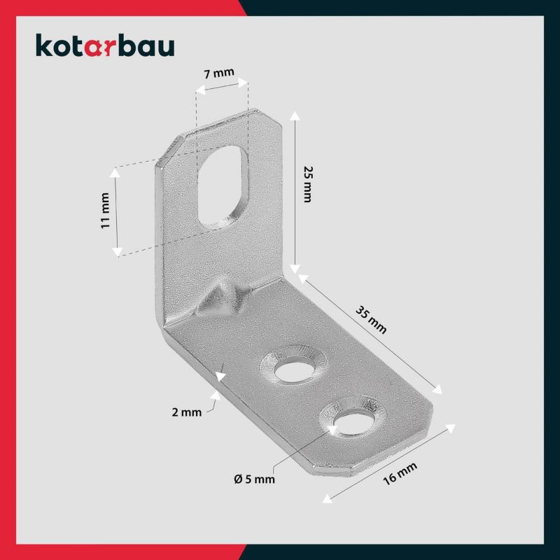 Kątownik ciesielski KOTARBAU łącznik meblowy 25x35x16 mm 25 szt.