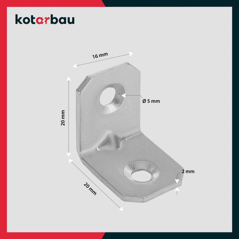 Kątownik ciesielski KOTARBAU łącznik meblowy 25x35x16 mm 50 szt.