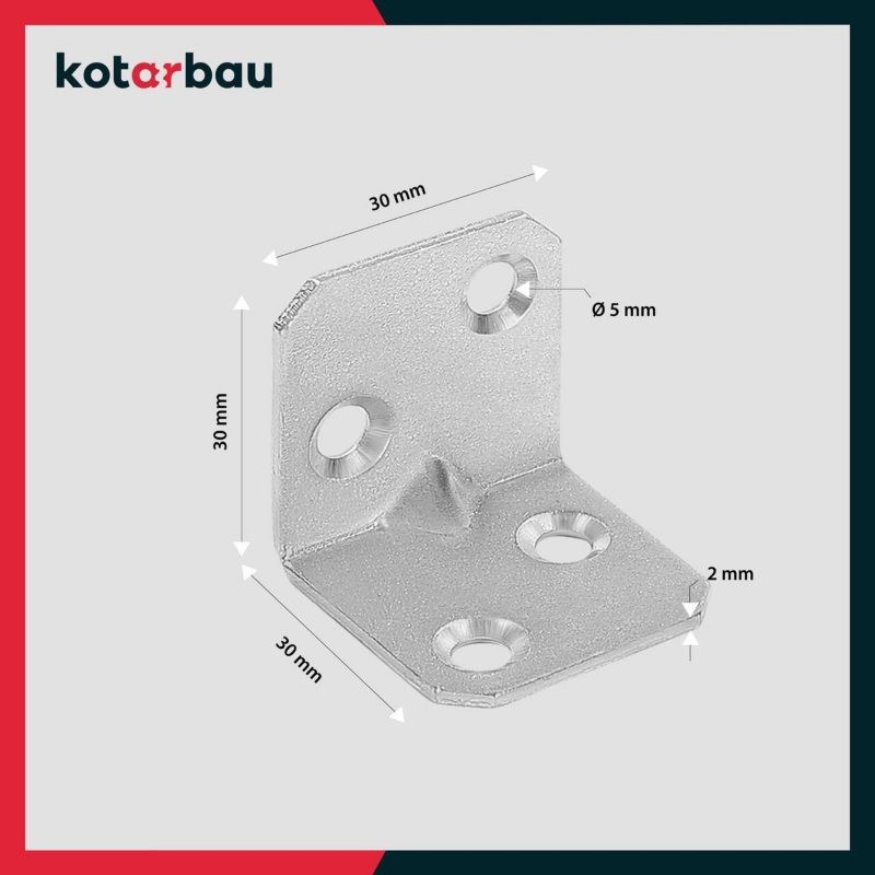 Kątownik ciesielski KOTARBAU łącznik meblowy 30x30x30 mm 100 szt.