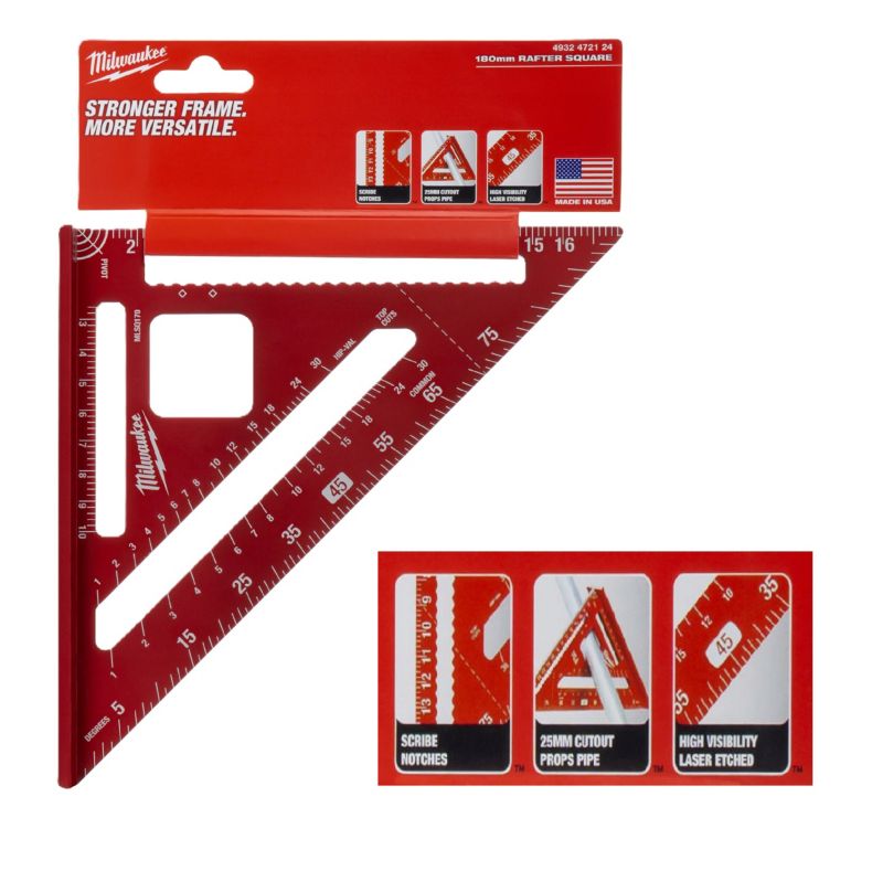 Kątownik ciesielski Milwaukee z podziałką aluminiowy stolarski 18 cm 1szt