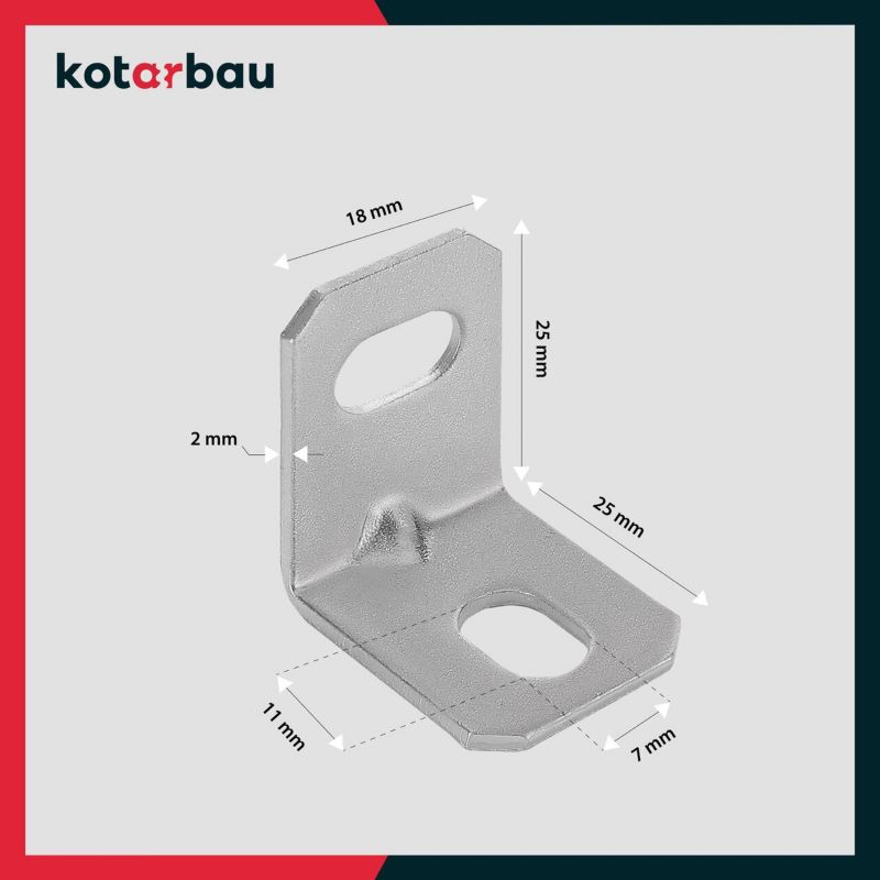Kątownik łącznik KOTARBAU 25x25x18 mm meblowy regulowany 25 szt.