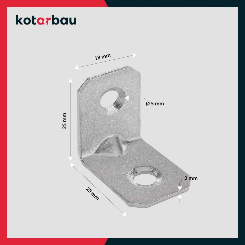 Kątownik łącznik KOTARBAU ciesielski 25x25x18 mm 100 szt.