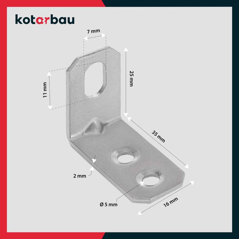 Kątownik łącznik KOTARBAU ciesielski 25x35x16 mm 100 szt.