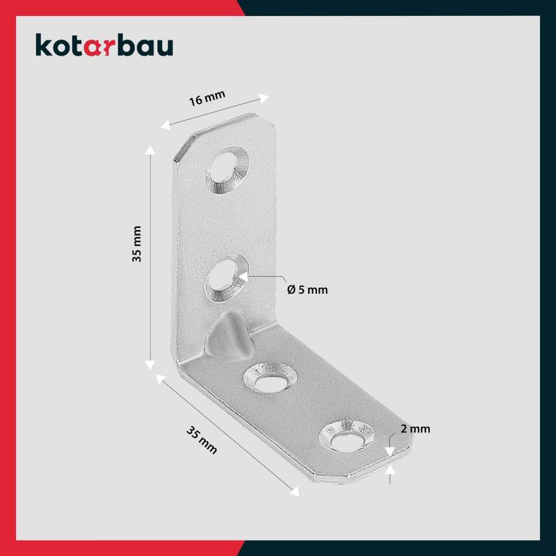 Kątownik łącznik KOTARBAU ciesielski 35x35x16 mm 50 szt.