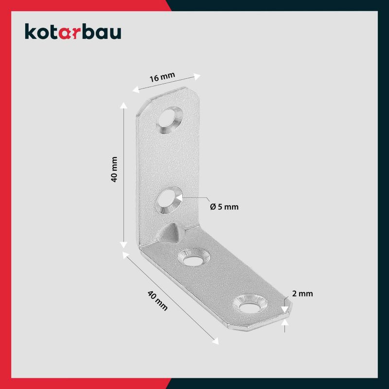 Kątownik łącznik KOTARBAU ciesielski 40x40x16 mm 50 szt.