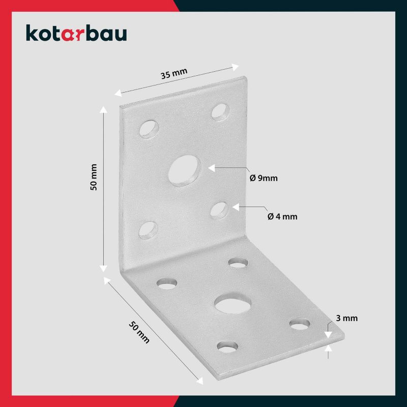 Kątownik łącznik KOTARBAU ciesielski 50x50x35 mm 25 szt.