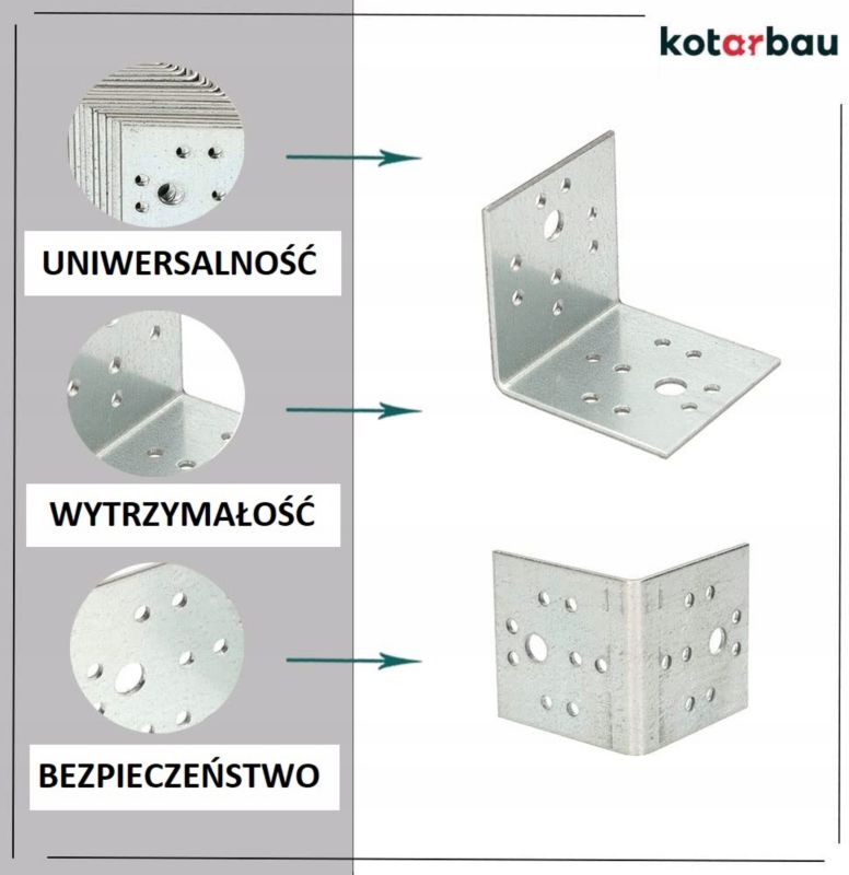 Kątownik łącznik KOTARBAU ciesielski 50x50x50 mm 100 szt.