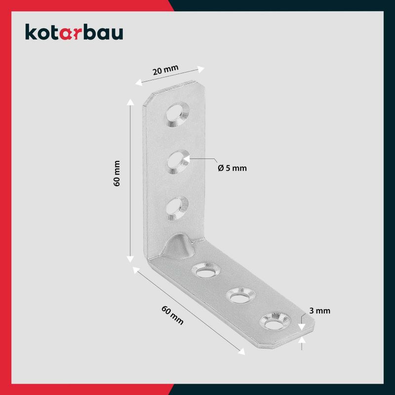 Kątownik łącznik KOTARBAU ciesielski 60x60x20 mm 50 szt.