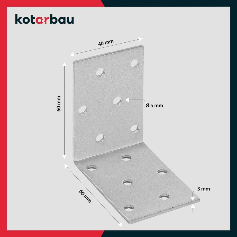 Kątownik łącznik KOTARBAU ciesielski 60x60x40 mm 25 szt.