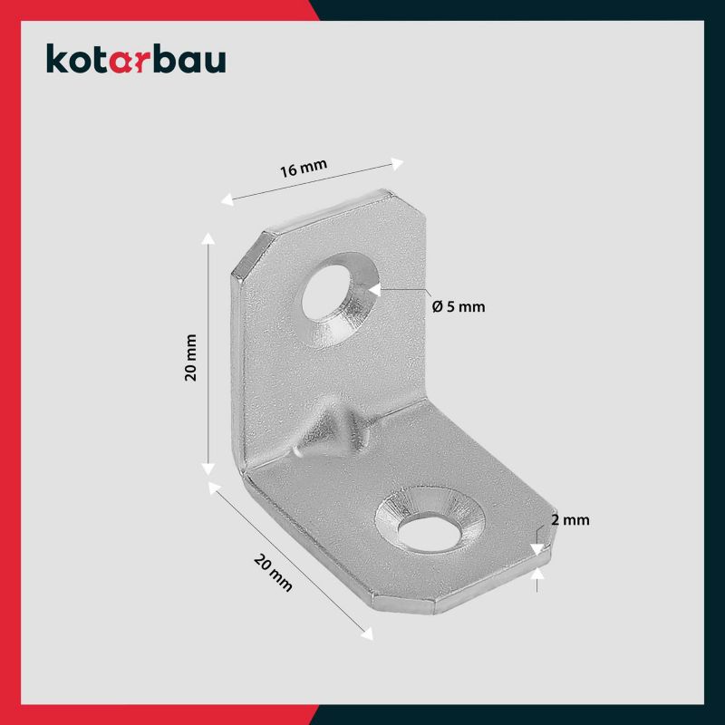 Kątownik łącznik KOTARBAU meblowy 20x20x16 mm 50 szt.