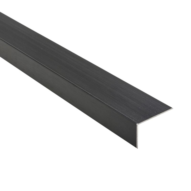 Kątownik schodowy ryflowany Cezar Czarny Szczotkowany mat 2000x40x25x1,5mm Aluminium 1 szt.
