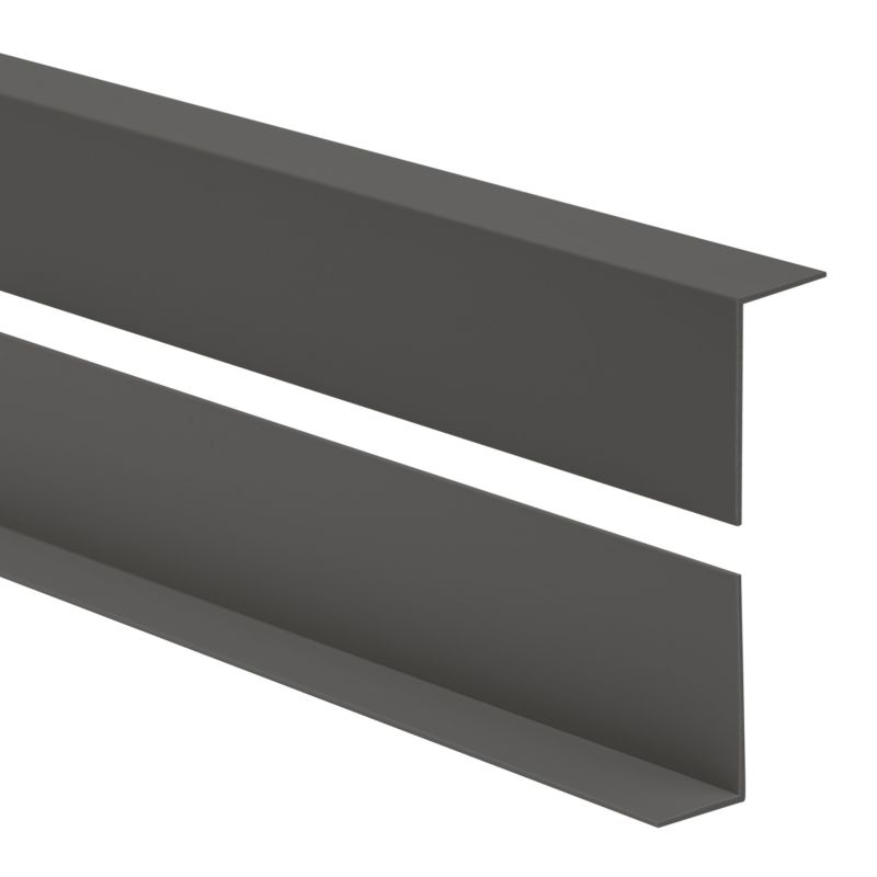 Kątownik twardy PCV 20x10mm, QUEST, ozdobny, profil L kątowy, narożnik dekoracyjny, KT, ciemnoszary, 1.5m
