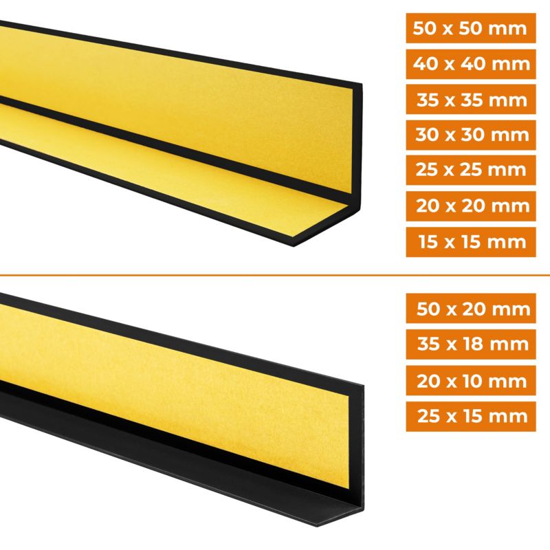 Kątownik twardy PCV 30x30mm, QUEST samoprzylepny, ozdobny profil L kątowy, narożnik dekoracyjny z klejem, KTK, złoty, 1m