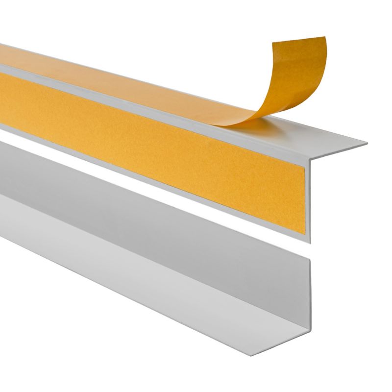 Kątownik twardy PCV 50x20mm, QUEST samoprzylepny, klejony po zewnętrznej stronie, ozdobny profil L kątowy, KTZ, szary, 1.5m